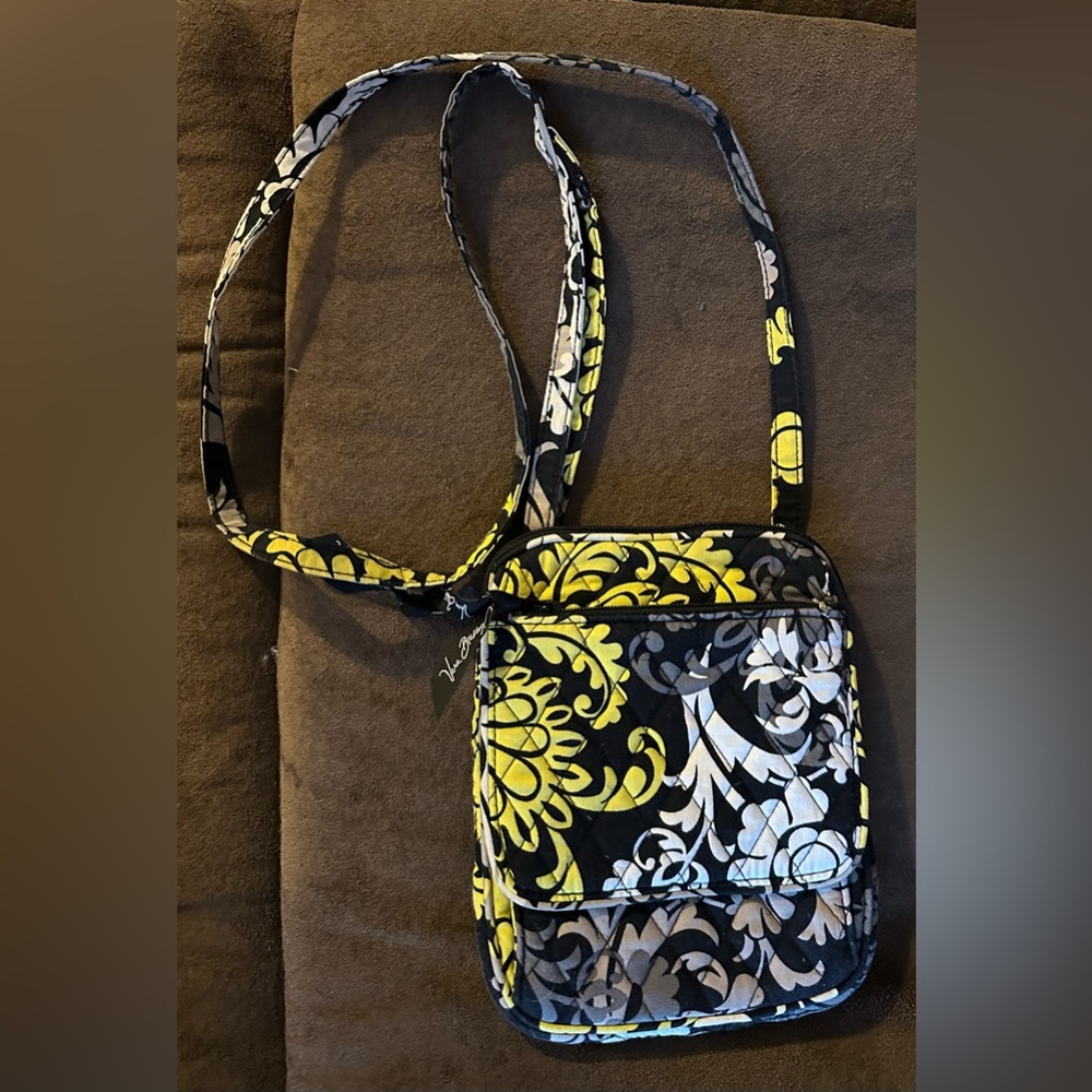 Vera Bradley Floral Yellow and Black “Baroque” Crossbody Bag